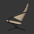 Beige Upholstered Accent Chair with Headrest Black Metal Five Star Base Modern Design