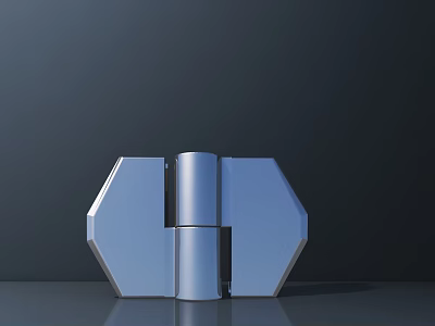Modern Geometric Metal Structure With Symmetrical Panels And Cylindrical Connecting Part 3d model