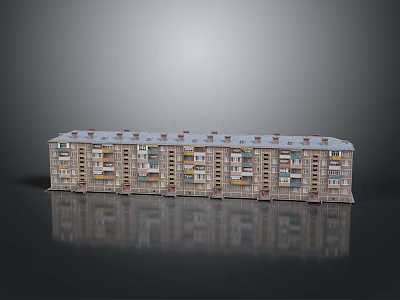 Traditional Multi story Residential Apartment Building With Multiple Balconies And Long Facade 3d model