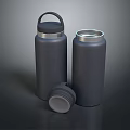 Two Black Insulated Cups One With Handle Lid And Another Lid Placed Beside