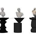 Modern Black Side Tables With Sculptures In Various Designs For Modern Living Room Interior
