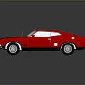 Classic Red Muscle Car With Glossy Black Stripes And Sleek Exterior Design
