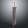 Long Metal Sword With Gray Blade Red Hilt And Simple Design Structure 3d model