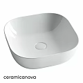 White Square Countertop Washbasin With Smooth Surface And Drain Hole