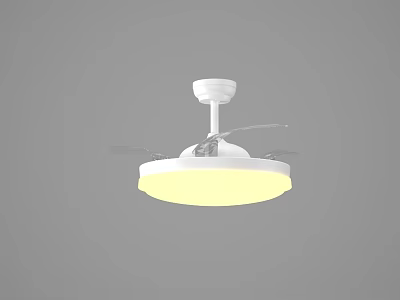 White Modern Ceiling Fan Light With Round Glowing Lampshade And Blades 3d model