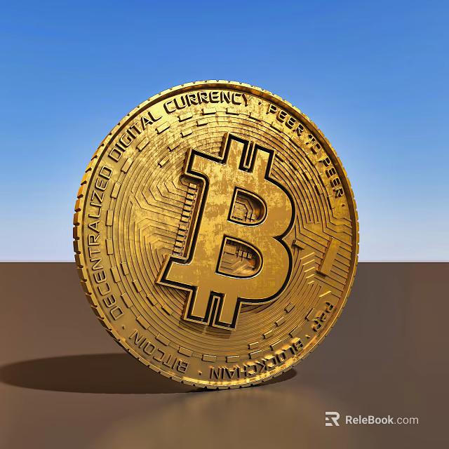 Decorative Ornament Set Featuring Golden Bitcoin Coin With Symbol And Decorative Design 3d model 