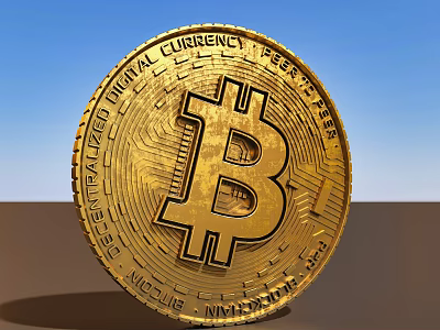 Decorative Ornament Set Featuring Golden Bitcoin Coin With Symbol And Decorative Design 3d model