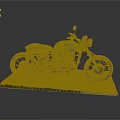 Vintage Motorcycle With Teal Green Body And Yellow Purple Seat On Display Base