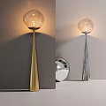 Floor Lamp Gold and Silver Tapered Stand Transparent Globe Shade Warm Lighting Modern Room Decor