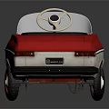 Vintage Red and Beige Convertible Toy Car with Classic Steering Wheel Design