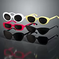 Stylish Sunglasses With Various Colors White Yellow Red Black And Trendy Designs