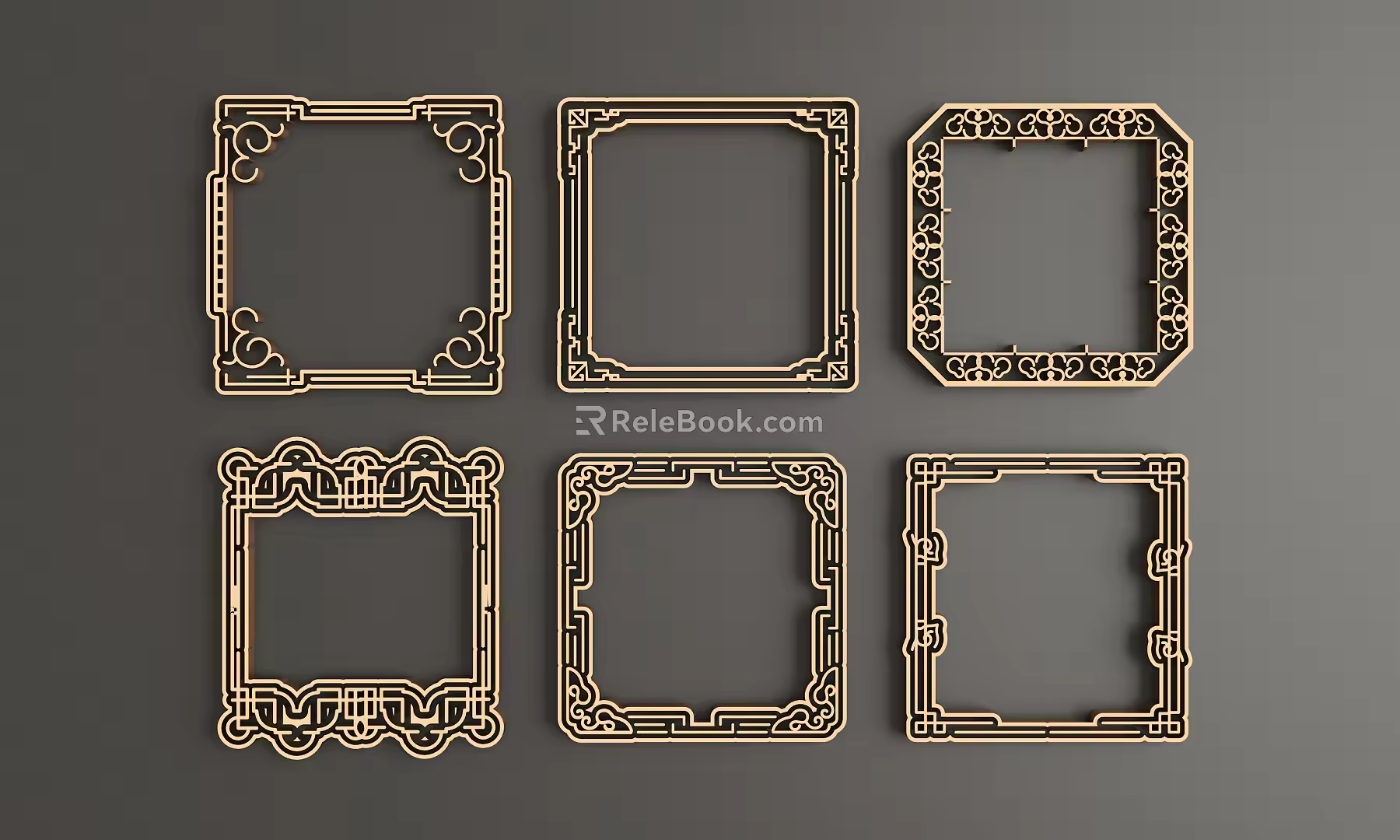 New Chinese style line lattice border 3d model