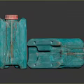 Industrial Equipment Plastic Storage Containers In Teal With Red Caps And Labels