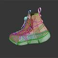 Stylish Green And White High Top Sneakers With Unique Lace Design And Mesh Upper