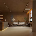 Modern Beauty Hair Salon Interior With Reception Sofa Green Plants And Lighting Design