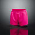 Vibrant Pink Casual Shorts with Elastic Waistband for Summer Daily Wear