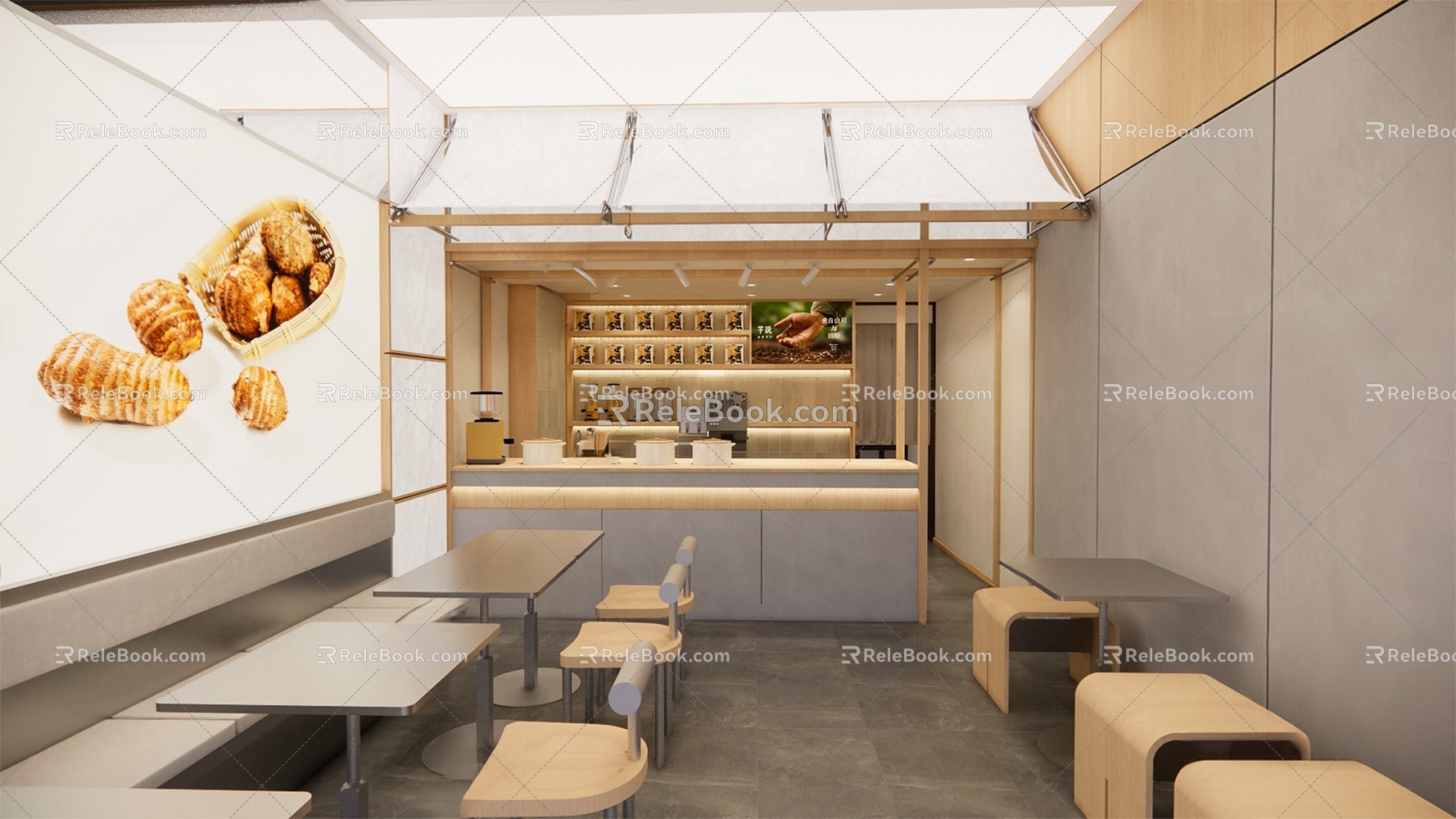 Modern New Chinese Milk Tea Shop Minimalist Milk Tea Shop New Chinese Sugar Water Shop Modern 3d model