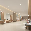 Modern Hospital Outpatient Clinic Lobby With Reception Desk Medical Sign People Walking And Seats
