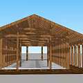 Wooden Detached Villa With Open Air Structure And Sloped Roof Design