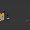 Yellow And Gray Industrial Forklift With Black Handle And Long Forks Design