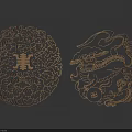 Intricate Traditional Carved Patterns Featuring Circular Longevity Character Peony And Dragon Motifs