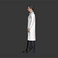 Man in White Doctor Coat With Stethoscope Standing Against Gray Background