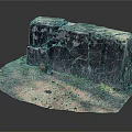 Old Stone Wall With Cracks And Red Ball On Dirt Base Surface 3d model