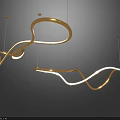Modern Curved Chandelier Featuring LED Light Strip And Contemporary Design For Interior Decor