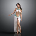 Elegant Female Character Design With White Long Dress And Blue Accessories