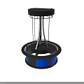 3D Model of Double Circular Platforms With Vertical Rods and Blue Base