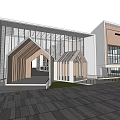 Modern Multi story School Building With Wooden Exterior Row Design And Spacious Plaza
