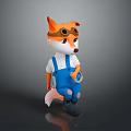 Cartoon Fox Character In Blue Overalls With Goggles And White Shirt Holding Tool