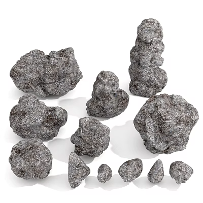 Rough Natural Stone and Smooth Wood Pieces for Creative Interior Design Projects 3d model