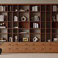 Antique Bookcase Modern Cream Style Bookshelf Jewelry Ornaments Open Decorative Cabinet Study Cabinet 3d model