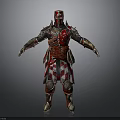 Man in Full Body Red and White Checkered Armor Standing with Arms Outstretched
