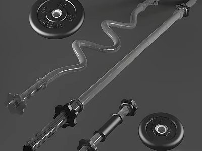 High Quality Sports Equipment Featuring Barbell Bar Weight Plates And Spiral Rod 3d model