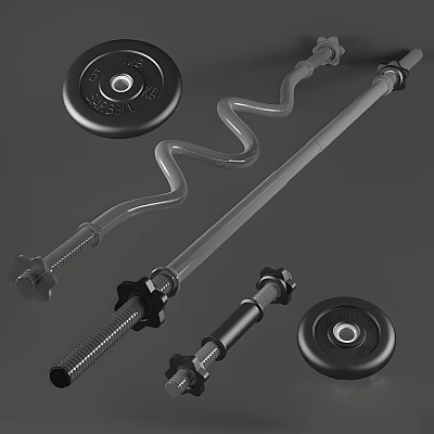 High Quality Sports Equipment Featuring Barbell Bar Weight Plates And Spiral Rod 3d model