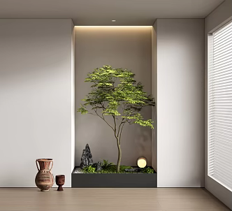 Modern Interior Landscape Landscaping Landscape Tree Courtyard Sick Plant Pile 3d model
