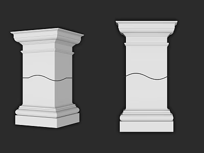 Two White Decorative Inflatable Columns With Different Design Details For Decoration Use 3d model