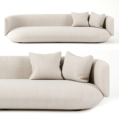 Beige Fabric Sectional Sofa with Soft Pillows and Modern Minimalist Design for Comfortable Seating 3d model
