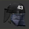 Durable Tactical Helmet with Metal Mesh Shield Cloth Ear Flaps and Emblem Design for Protection