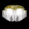 Modern Elegant Ceiling Light With Gold Base And Transparent Glass Strips Decorative Design