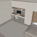 Compact Modern Room With Bed Desk White Chair And Storage Cabinets