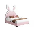 Adorable Kids Bed With Rabbit Ear Headboard Pink White Design And Soft Decorative Elements