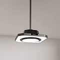 Modern Hexagonal Pendent Light With Black Metal Frame And White LED Shade 3d model