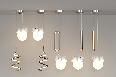 Simple Bedside Chandelier Bear Chandelier 3d model