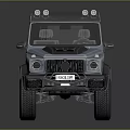 Gray Off Road Pickup Truck With Four Door Design And Roof Spotlights