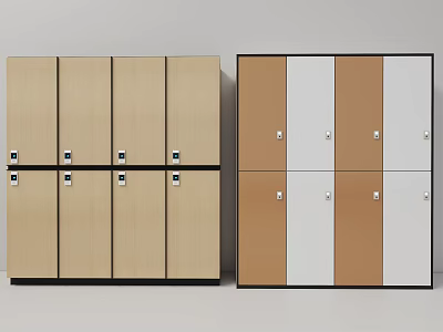 Light Wooden And Brown White Storage Lockers For Organized Storage Solution 3d model