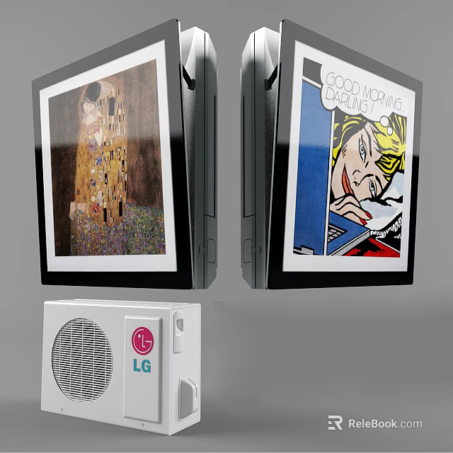 LG Air Conditioner Fan With Kiss Painting And Pop Art Decor 3d model 