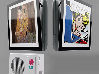 LG Air Conditioner Fan With Kiss Painting And Pop Art Decor 3d model